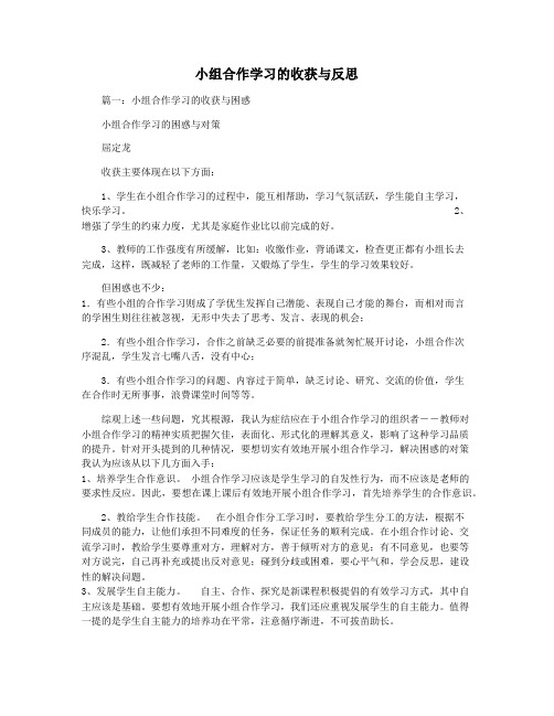 小组合作学习的收获与反思