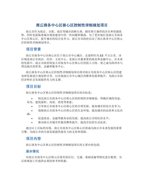 商丘商务中心区核心区控制性详细规划项目