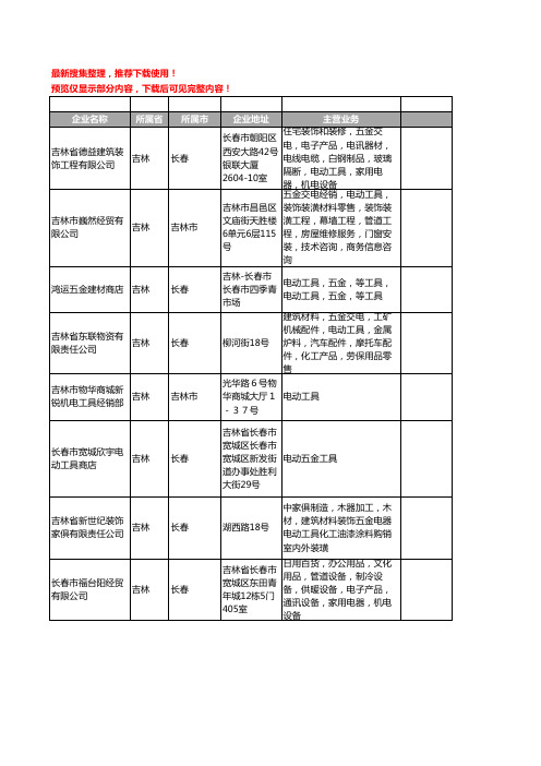 新版吉林省电动工具工商企业公司商家名录名单联系方式大全328家