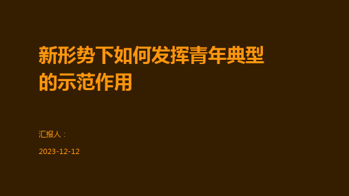 新形势下如何发挥青年典型的示范作用