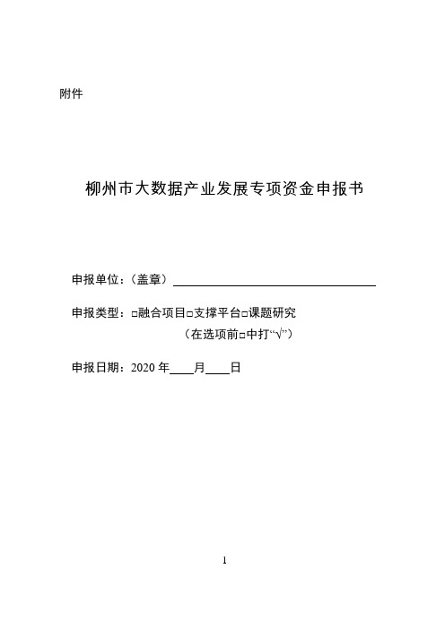 柳州市大数据产业发展专项资金申报书