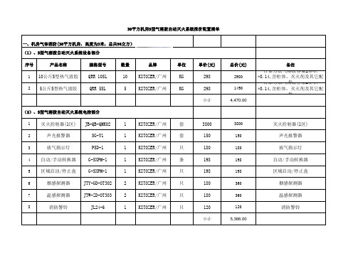 30平方机房S型气溶胶自动灭火系统报价配置清单(最新常用)