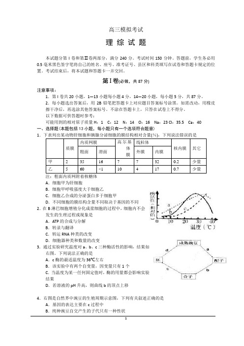 高三模拟考试(理综)