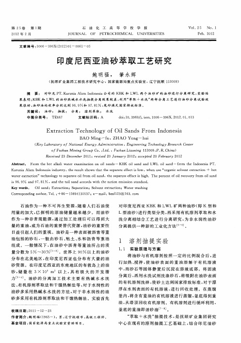 印度尼西亚油砂萃取工艺研究