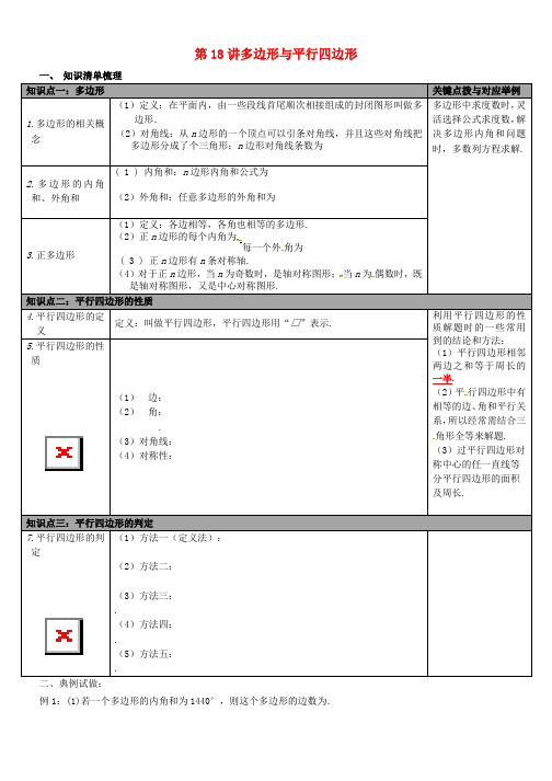 中考数学总复习 第18讲 多边形与平行四边形