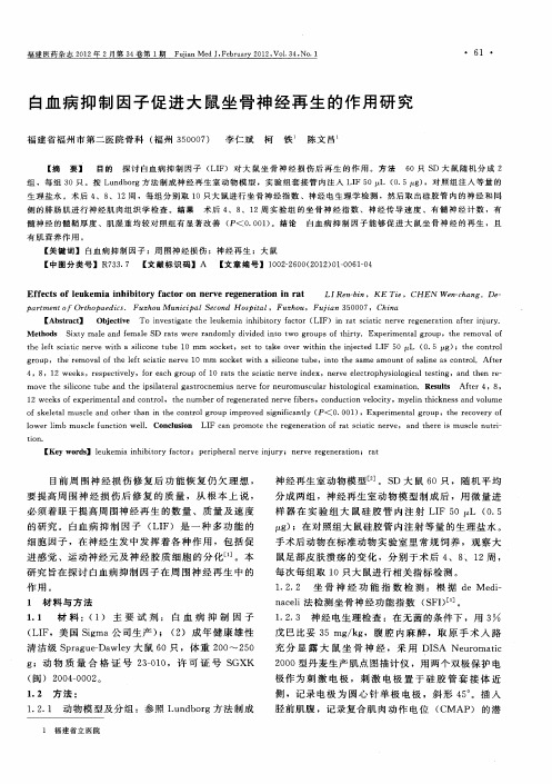 白血病抑制因子促进大鼠坐骨神经再生的作用研究