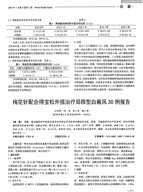 梅花针配合得宝松外搽治疗局限型白癜风30例报告