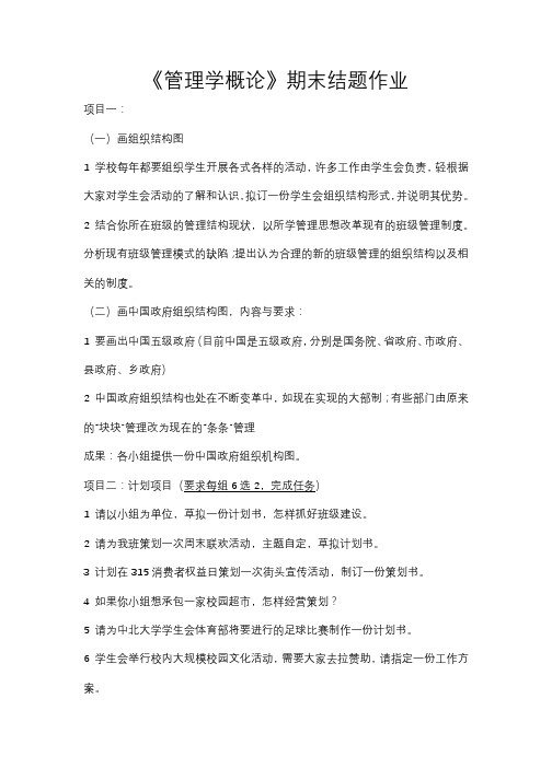 管理学概论期末结题作业