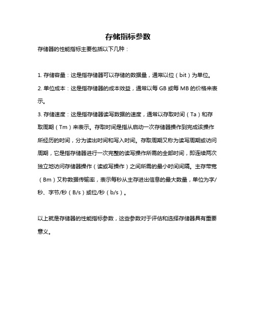 存储指标参数