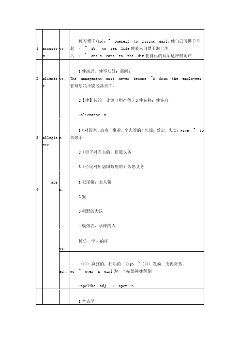 2013年英语考纲新增词汇资料