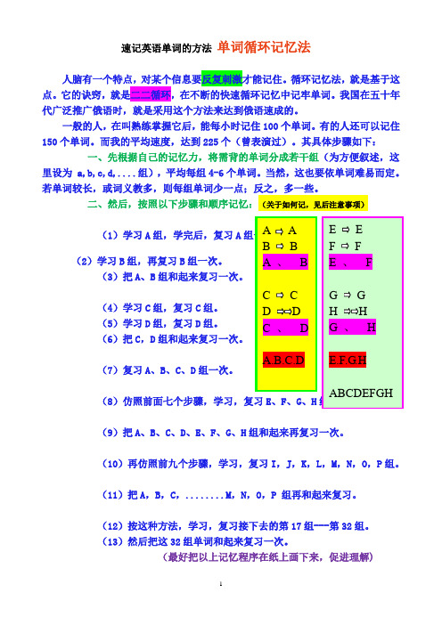 速记英语单词的方法单词循环记忆法快记记牢英语单词的步骤和20种方法