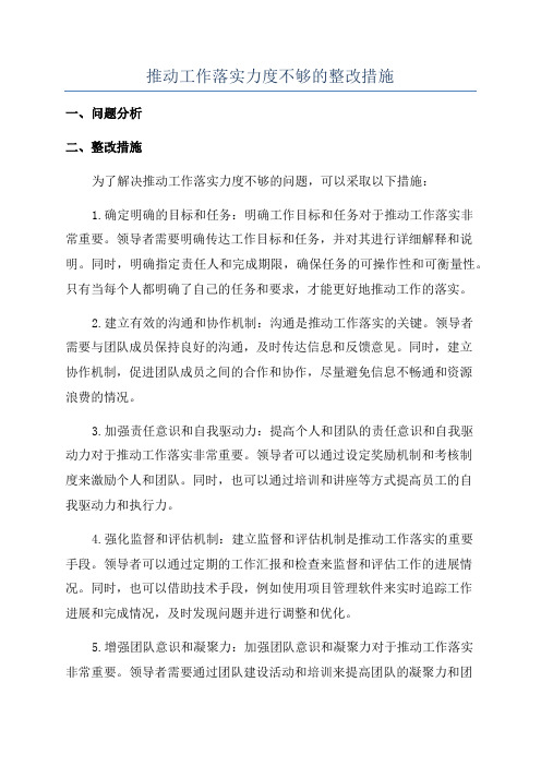 推动工作落实力度不够的整改措施