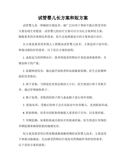 试管婴儿长方案和短方案