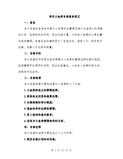 单位小金库自查报告范文(四篇)
