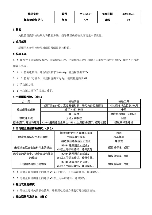 螺纹检验指导书