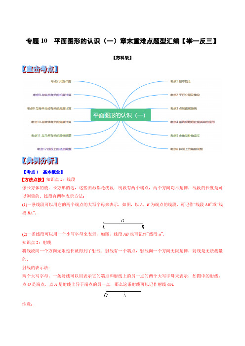 2019-2020学年上学期七年级数学期末复习备考秘籍(苏科版)之专题10  平面图形的认识(一