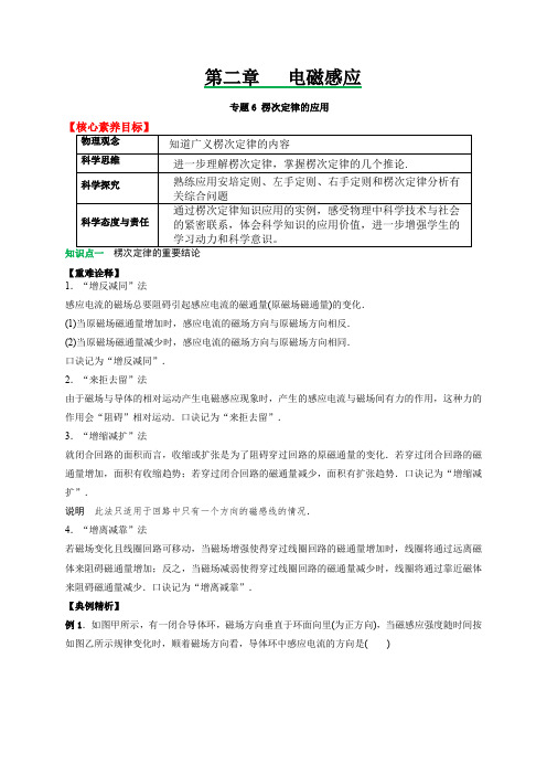 专题6楞次定律的应用(人教2019选择性必修第二册 )(原卷版)