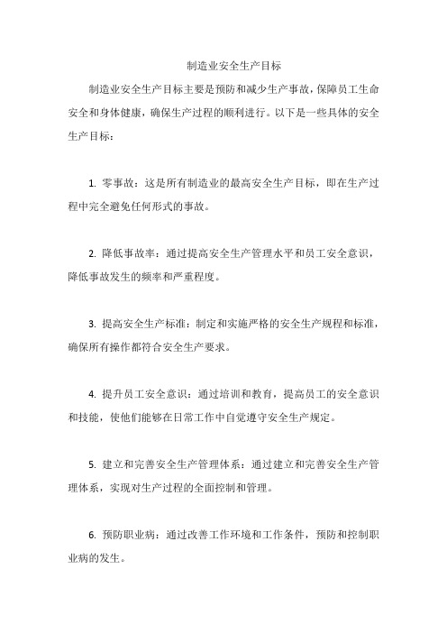 制造业安全生产目标