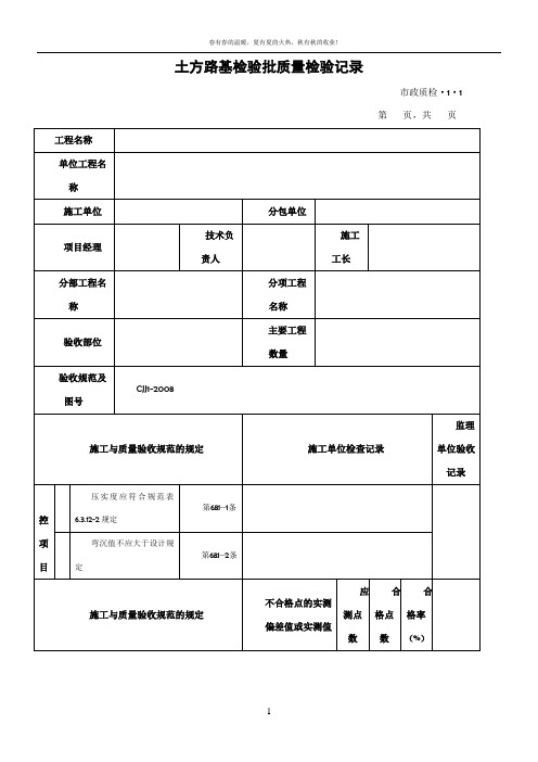 城镇道路工程施工与质量验收规范CJJ1-2008检验批表格