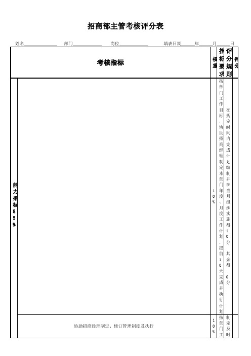 招商部主管绩效考核表