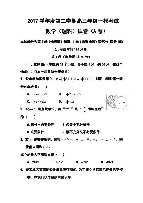 2017届河北省衡水中学高三下学期第一次模拟考试理科数学试题及答案