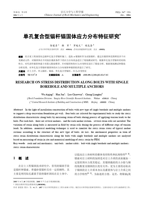 单孔复合型锚杆锚固体应力分布特征研究