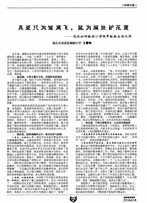 真爱只为雏鹰飞,犹为细处护花蕾——浅谈如何做好小学低年级班主任工作