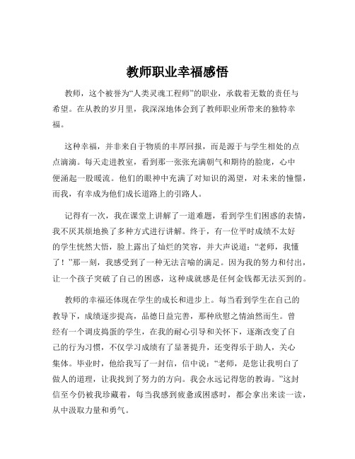 教师职业幸福感悟