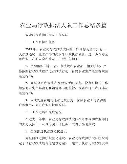 农业局行政执法大队工作总结多篇