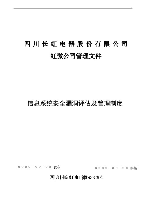 信息系统安全漏洞评估及管理组织规定