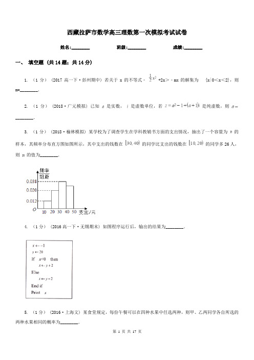 西藏拉萨市数学高三理数第一次模拟考试试卷