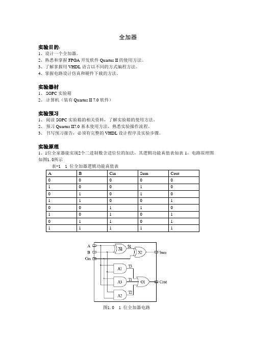 EDA实验全加器