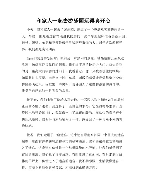 三年级作文那次玩得真高兴之和家人一起去游乐园玩得真开心