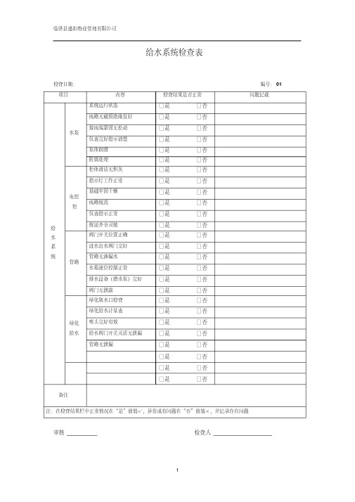 最新物业现场检查表.pdf