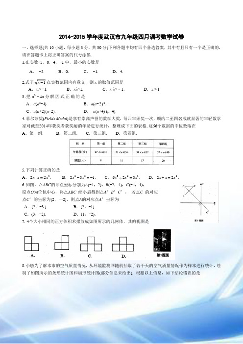 2015武汉四调数学试卷及答案(Word精校版)