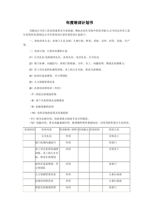 2011年度培训计划书