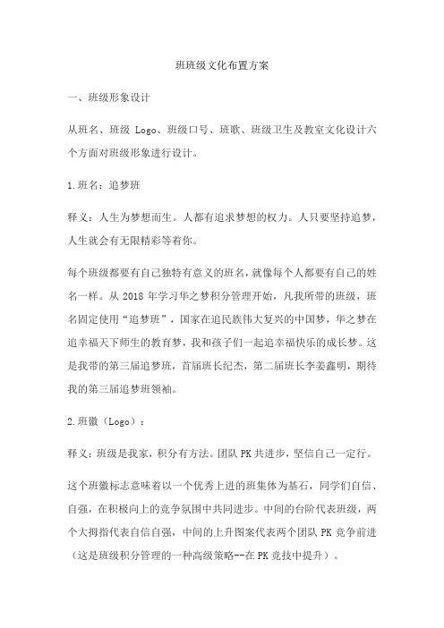 班班级文化布置方案