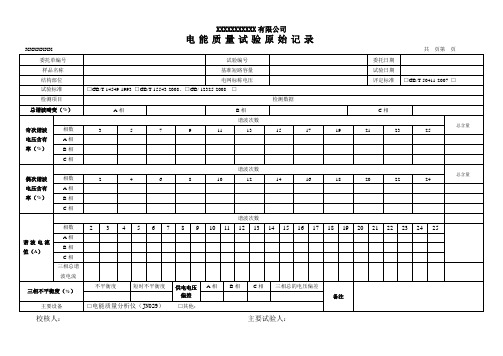 电能质量试验原始记录