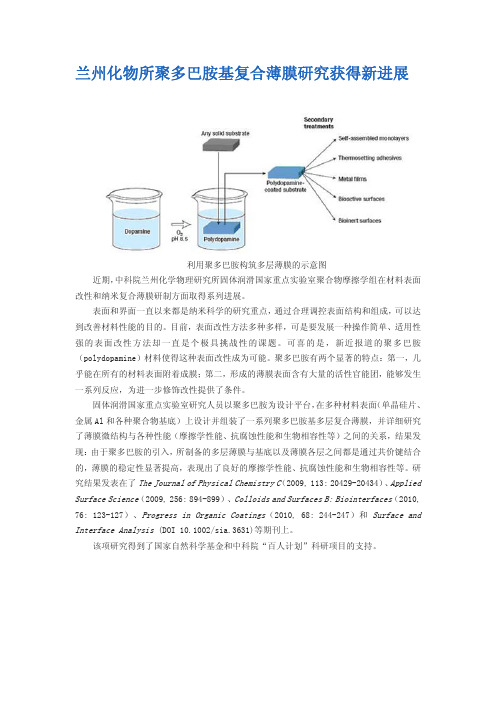 兰州化物所聚多巴胺基复合薄膜研究获得新进展