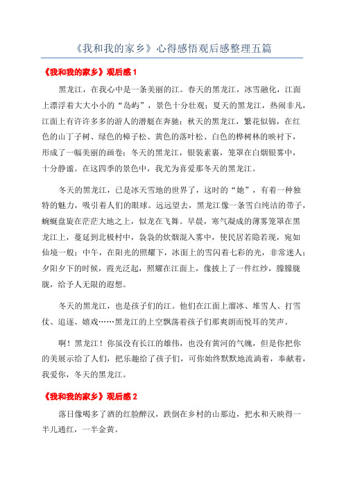 《我和我的家乡》心得感悟观后感整理五篇