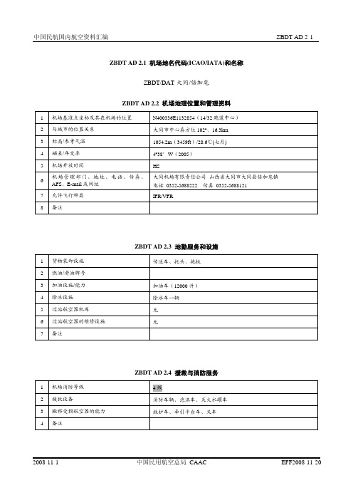 中国民航国内航空资料汇编-大同