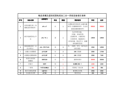 精品录播及虚拟校园电视台二合一系统设备报价清单