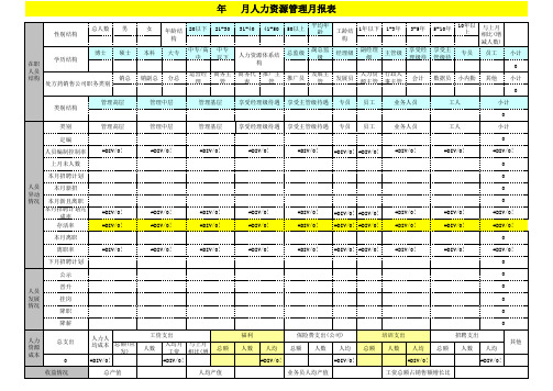 人力资源管理月报表模板