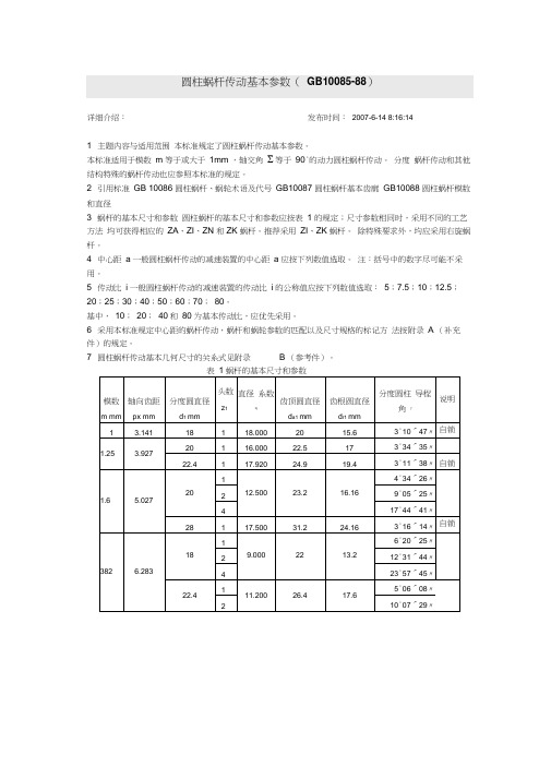 涡轮蜗杆标准