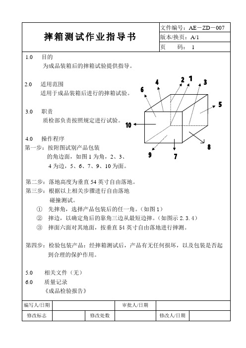 原创 摔箱测试作业指导书AE-ZD-007