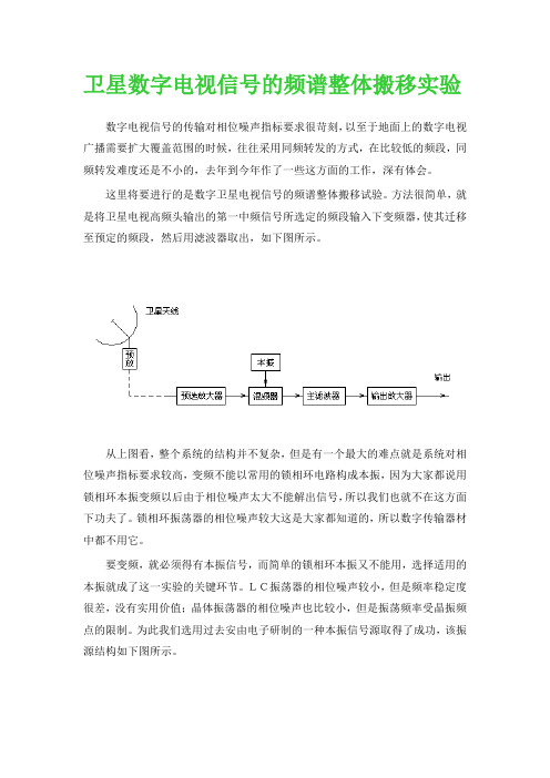 卫星数字电视信号的频谱整体搬移实验