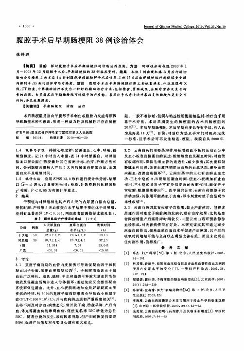 腹腔手术后早期肠梗阻38例诊治体会