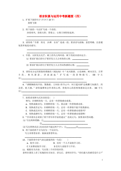 青海省西宁市沈那中学中考语文 语言运用新题型复习4 新人教版 (2)