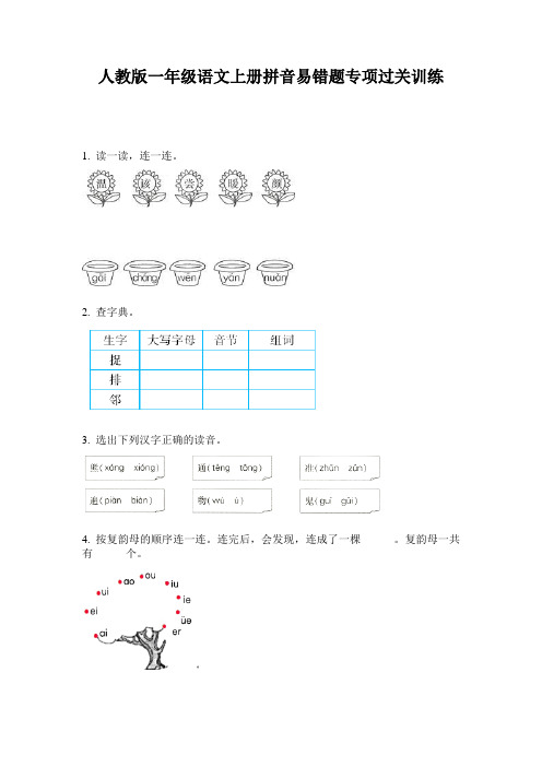 人教版一年级语文上册拼音易错题专项过关训练