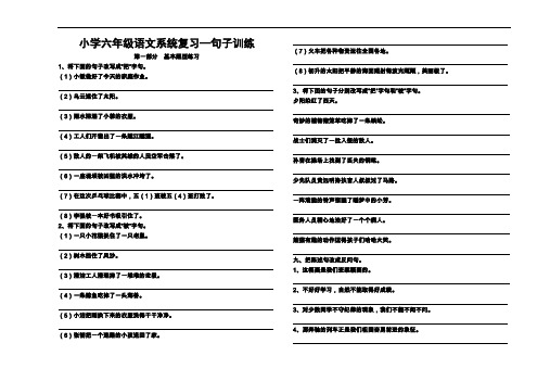 小学六年级语文系统复习—句子训练总结.doc